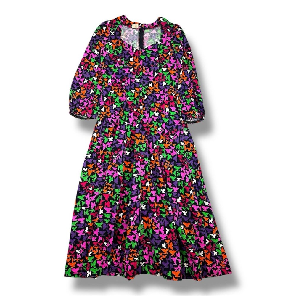 Vtg Handmade Mod Dress Bright Colors Abstract Butterfly 19x34x54” Multicolor